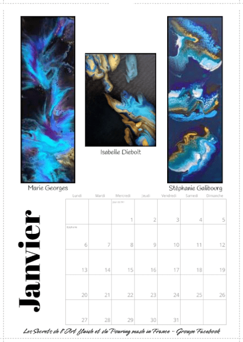 CALENDRIER 2025 - LES SECRETS DE L'ART FLUIDE ET DU POURING MADE IN FRANCE
