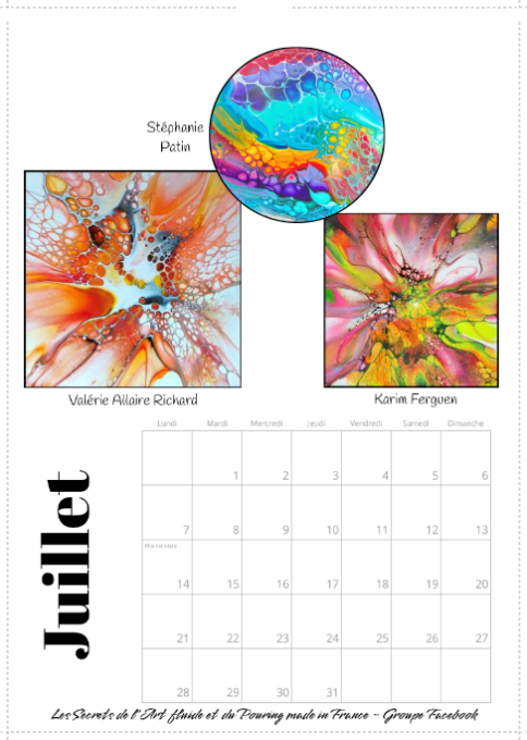 CALENDRIER 2025 - LES SECRETS DE L'ART FLUIDE ET DU POURING MADE IN FRANCE