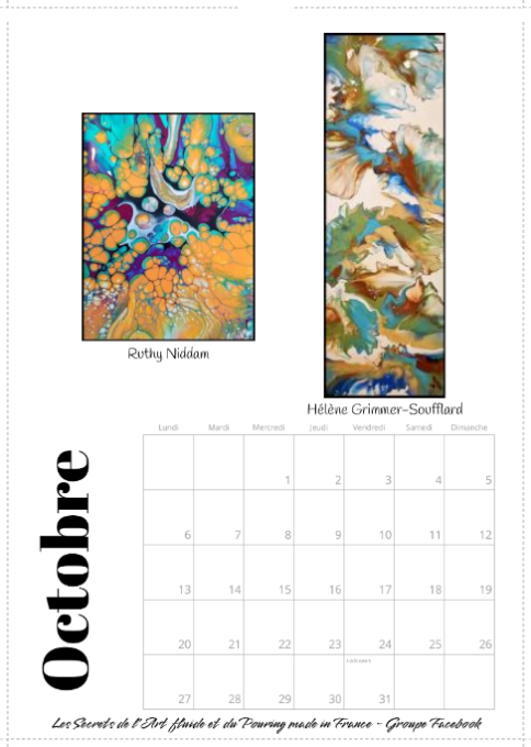 CALENDRIER 2025 - LES SECRETS DE L'ART FLUIDE ET DU POURING MADE IN FRANCE