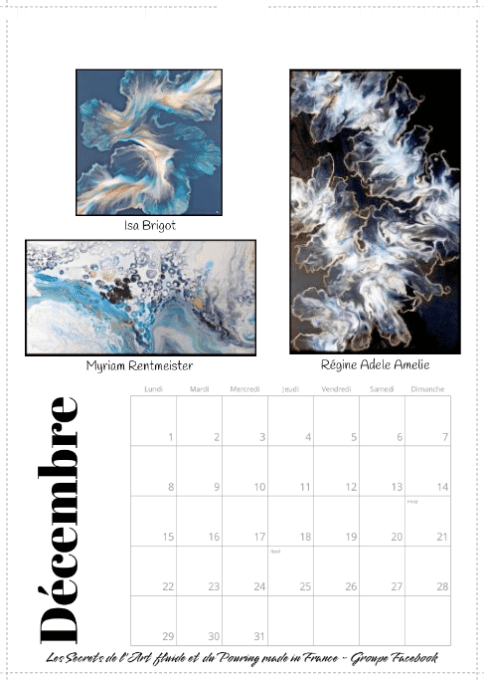 CALENDRIER 2025 - LES SECRETS DE L'ART FLUIDE ET DU POURING MADE IN FRANCE